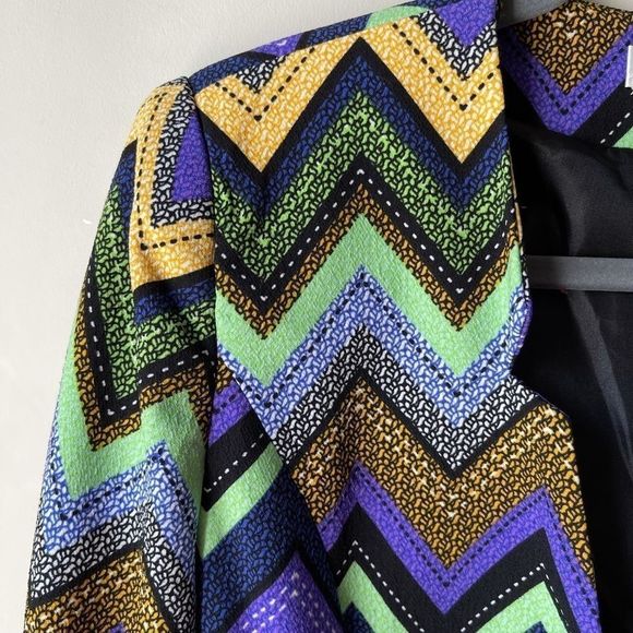 Purple and Green Chevron Blazer with Tailored Fit - Picture 5 of 7
